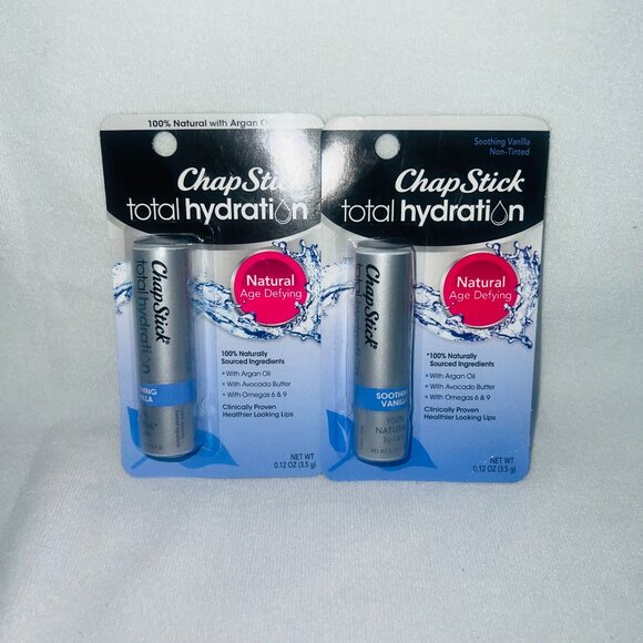 Chapstick Total Hydration Soothing Vanilla 2 Pack Two Pack Natural Argan Oil - Picture 1 of 1